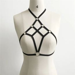 Fashion sexy bandage bra female sexy Goth Lingerie Elastic Harness cage bra cupless lingerie Bondage Body elastic harness ZZ