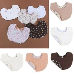 Hair Accessories F62D Cotton Scarf Button Bib Baby Feeding Drool Saliva Towel Bandana Burp Cloth