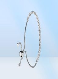 Original 925 Sterling Silver Adjustable size Crystal Shine Bracelet with box for Charms Bracelet Women Wedding Jewellery Bracelets9929209