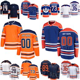 Custom Hockey 36 Jack Campbell Jerseys 99 Wayne Gretzky 89 Sam Gagner 73 Vincent Desharnais 28 Connor Brown 14 Mattias Ekholm 29 Leon Draisaitl Sewing Youth