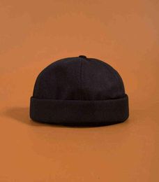 Men039s Summer Cotton Brimless Skullies Cap Vintage Urban Unique Street Portable Docker Hats Multipurpose Miki Beanie Hat Y21114978120