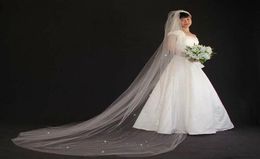 New Selling Luxury Real Image Bridal Veils One Layer Cathedral Length Veil With Warovski Crystal Rhinestones Tulle Wedding Ve3425605