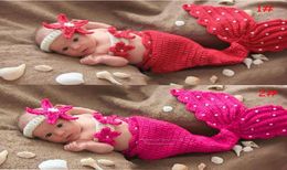 Newborn Pography Props Baby Clothes Girls Clothing Mermaid Infant Girl Costume Crocheted Handmade Outfit5748603