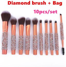 Professional Make up Brushes 10pcs set Diamond brush Bag Powder Foundation Makeup tools Eye shadow brushs Eyeliner Brow Cosmetic6894539