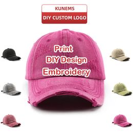 KUNEMS Custom Brand Caps Fashion Jean Baseball Cap for Women and Men DIY Design Embroidery Sunhat Unisex Wholesale 240116