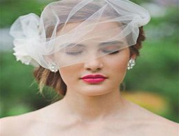 Simple Stunning New Arrival 2015 Tulle Wedding Veils With Hand Made Flower Birdcage Veils For Bridal Custom Made EN70772656805