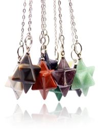 Natural Stone Merkaba Dowsing Pendulum Pendant Reiki Healing Crystal Star Shape Pendule Radiesthesia Metaphysical Spiritual Amulet5680146