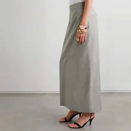 Skirts Th-Row Women's Autumn Wool Slit Extra Long Half Skirt High Waist Slim Small Design