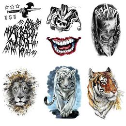 Joker Mouth Floral English Colorful Lion Tiger Half Arm Animal Pattern Water Transfer Simulation Tattoo Sticker