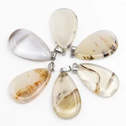 Pendant Necklaces High Quality Exquisite Natural Stone Fashion Chalcedony Agates Water Drop Pendants Necklace Jewellery Accessories 10Pcs