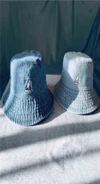 Kangol Vintage Tide Brand Kangaroo Washed Tannin Denim Fisherman Hat for Women and Men Summer Big Brim Flat Top Basin Hat Unisex H1422795