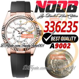 N V3 42mm Sky 336235 A9002 Complication Calendar Automatic Mens Watch 18K Rose Gold Fluted Bezel White Dial Stick Markers Rubber Super Edition trustytime001 Watches