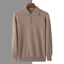 MVLYFLRT Autumn/Winter Men's Clothing 100% Mink Cashmere Knitted Sweater Jumper Jean Polo Collar Pullover Solid BR-099 240117