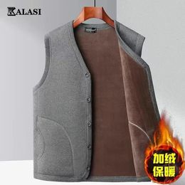 DIMUSI Winter Men's Vests Casual Man Fleece Warm Sleeveless Jackets Fashion VNeck Outwear Thermal Fishing Waistcoats Clothing 240116