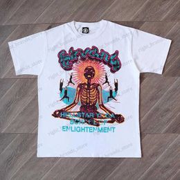 Men's T-Shirts Hell as star dios Nirvana Skeleton Tee SCHOOL OF ENLIGHTENMENT on the front REACH YOUR INNER PEACE at the back T240117