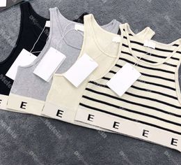 Womens Designers Knit Vest Sweaters T Shirts Designer Striped Letter Sleeveless Tops Knits Fashion Style Ladies Pullover4676