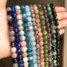 Loose Gemstones Natural Faceted Stone Round Spacer Gemstone Beads For Jewellery Making DIY Bracelet Necklace Size 6/8mm 7.5inch Wholesale