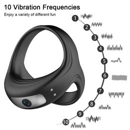 Penis Cock Ring Vibrator Vibrating Cockring Male Masturbator Delay Ejaculation Erection Sex Products Adults Toys for Men Couples 240117
