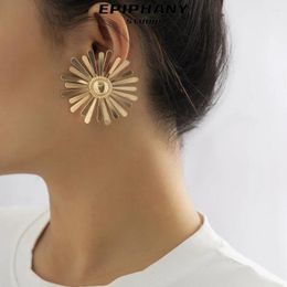 Stud Earrings Cross-border Jewellery Exaggerated Bright Metal Niche Simple Sunflower Female Aretes De Mujer Emaille Ohrringe