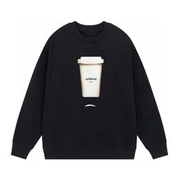 Designer Men's Hoodies & Sweatshirts 23ss High Version B Family New Fashion Hoop Sweater Paris Men's and Women's Coffee Cup Printed Pullover Loose B2GK