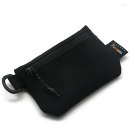Wallets Super Mini Coin Wallet Japanese Style Black Minimalist Card Holder Nylon Waterproof Wear-resistant Purse With Zipper For Man