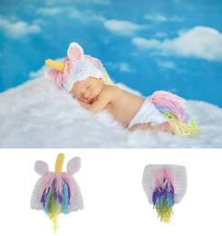 Newborn Baby Girls Crochet Knit Costume Pony Po Pography Prop Hats Outfits Pony Hat Pants1322884