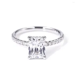 Cluster Rings Tianyu Gems 6x8mm Emerald Cut Moissanite 14K White Gold Ring For Women 2ct D VVS Diamond Engagement Wedding Fine Jewelry