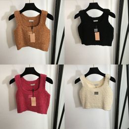 Sexy Knitted Tanks Women Cropped Short Vest Singlet Tops Letters Embroidered Singlets Knits