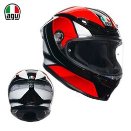 Full Face Open New Agv Motorcycle Helmet Ks Full Helmet Four Seasons Male and Female Cycling Motorcycle Full Cover Running Helmet Anti Fog Lightweight IZFD