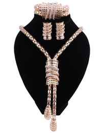 New Bridal Jewellery Set Goldcolor Crystal Necklace Earrings Bracelet For Indian Women039s Clothing Jewellery Sets Gift9125256