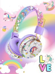 Unicorn Headphones for Girls Kids for School, Kids Bluetooth Headphones with Microphone & 3.5mm Jack, Teens Toddlers Wireless Headphones for ipad Tablet PC Smartphone