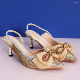 Dress Shoes 2024 Arrival Designer Wedding For Bride Party And Slippers Decorated With Rhinestone Nigerian Women Pumps
