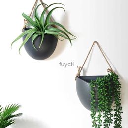 Vases Nordic ceramic flower pendant decoration creative wall hanging hydroponic simple hanging basket hanging wall flower pot YQ240117