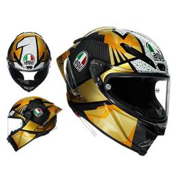 Full Face Open Agv Full Helmet Motorcycle Helmet Pistarr Track True Carbon Fibre Customised Driver Edition Flower for Men and Women Q3J5