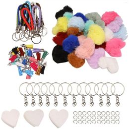 Keychains 126Pcs Acrylic Keychain Blanks Tassels Heart Shapes Transparent Key Chain Embryo Accessories For DIY Projects