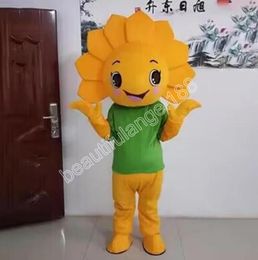 Halloween t-shirt Sunflower Mascot Costume High Quality Customise Cartoon Plush Tooth Anime theme character Adult Size Christmas Carnival fancy dress