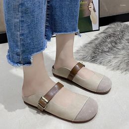 Slippers Flats Mules Shoes Women Suede 2024 Fashion Slingback Sandals Spring Casual Walking Zapatos Mujer Slides