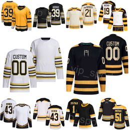 Custom Hockey 51 Matthew Poitras Jersey 1 Jeremy Swayman 19 Johnny Beecher 43 Danton Heinen 39 Morgan Geekie 21 James van Riemsdyk 63 Brad Marchand Youth Women Men