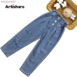 Jeans Girls Jeans Ruffles Kids Jeans For Girls High Waist Jeans For Children Casual Style Children's Clothing Spring Autumn