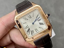 Top Stylish Quartz Watch Men Women Gold Silver Dial Sapphire Glass Big Middle Small Size Leather Strap Wristwatch Ladies Classic Square Design Clock 170H