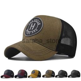 Ball Caps Face Caps for Men Summer Mens Black Two-tone StitchCotton Breathable WickMesh Baseball Trucker Hat Male Sport Mesh Brand J240117