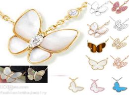 Designer Necklace Jewellery Fashion Big butterfly Pendant women white diamond Rose Gold silver pink purple necklaces for teen girls 8483042