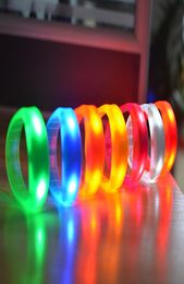 80pcs In stock Sound Control Led Rave Toy 7 Color Flashing Bracelet Light Up Bangle Wristband Music Activated Activity Party1004768