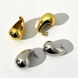 Dangle Earrings Minimalist Jewellery For Women Copper Plated 18K Gold Metal Smooth Water Drop Ear Accessories Personality Open
