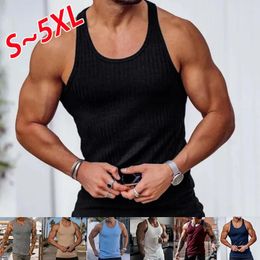 Men's Tank Tops Top Solid Color Fitness Athletic Wear Round Neck Slim Fit Sleeveless Sports Bottom Shirt Plus Size