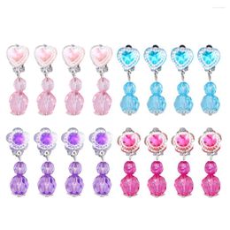 Dangle Earrings 8 Pairs Little Girl Clip On Pretend Play And Dress Jewel For Kids Christmas Party Giveaways Bag Fillers