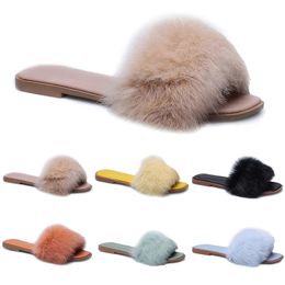 Designer fur household cotton slippers for women fashion classic pink yellow blue green black white sandals womens outdoor winter warm Scuffs sneaker