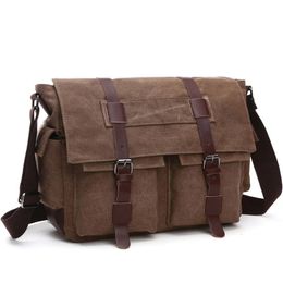 Men Business Messenger Bags For Shoulder Bag vintage Canvas Crossbody Pack Retro Casual Office Travel 240117