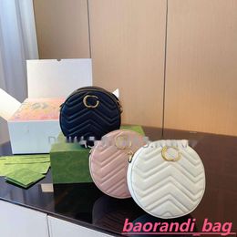 Blast Crossbody Bag Small Round Cake Vintage Style Large Capacity Printed Wavy Cowhide With Box Structure Sense Diagonal 550154