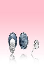 Blue Water drops Stud Earrings High quality crystal ball EARRING with Original box for P 925 Sterling Silver Women Earring9022587